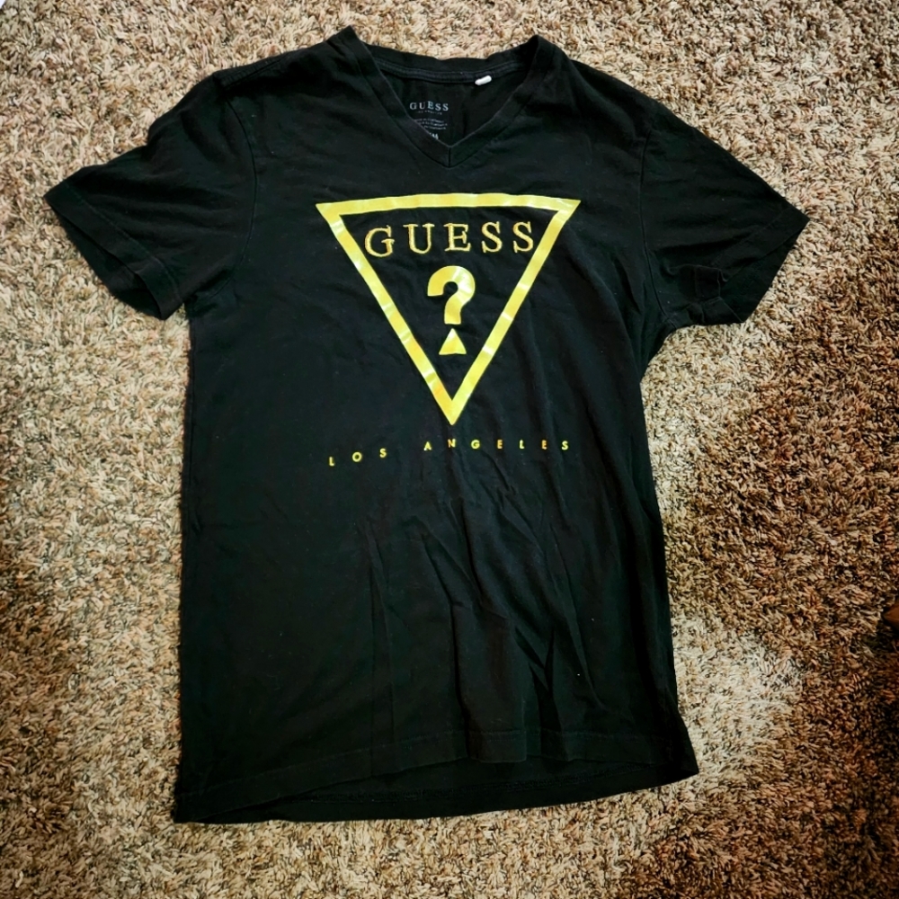 Guess Los Angeles Black V-Neck Medium Embroidered